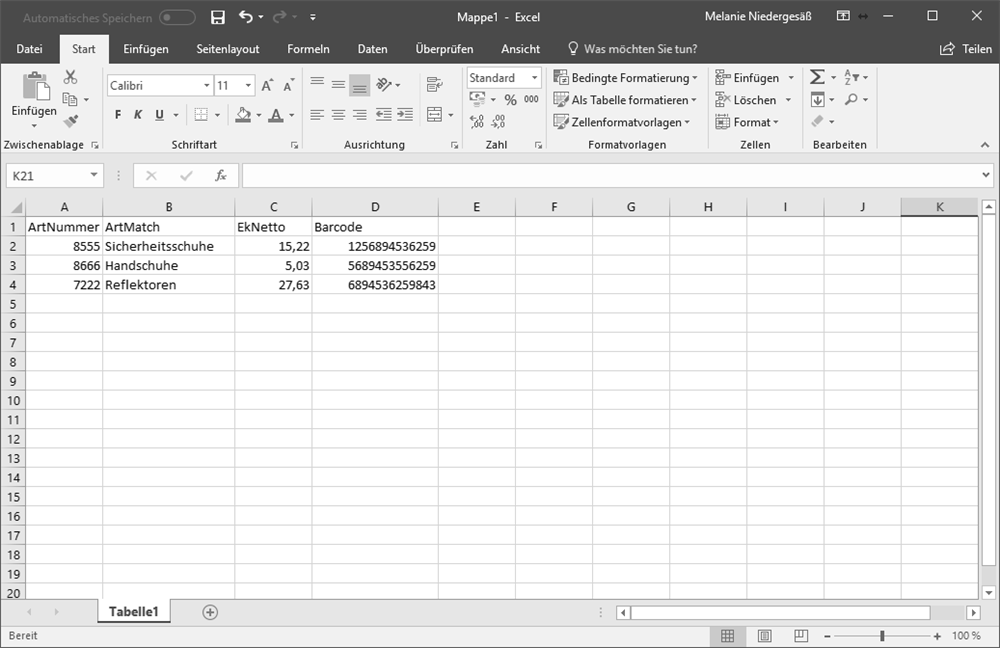 Eulanda Software Excel Interface